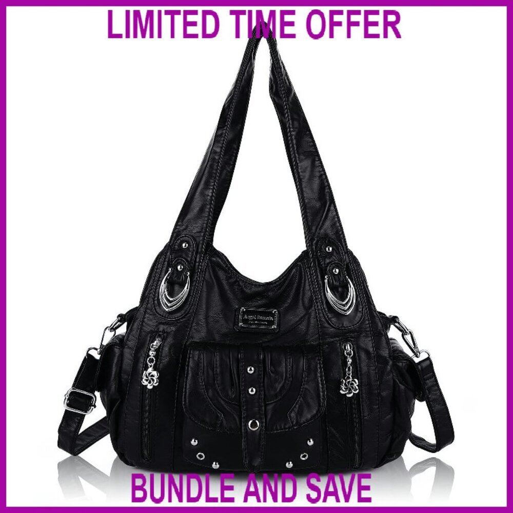 Large PU Leather Hobo Bag with Adjustable Strap, Multiple Pockets